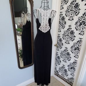 Full length t back black dress